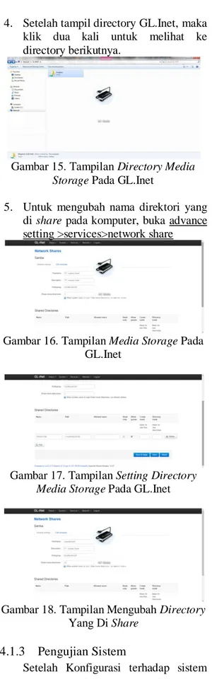Gambar 15. Tampilan Directory Media  Storage Pada GL.Inet 