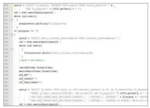 Gambar 8. Cuplikan kode program  proses Login berdasar data Jadwal pada 