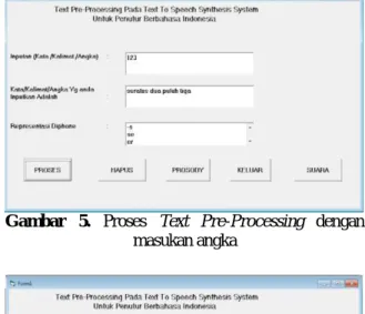 Gambar   5.   Proses   Text   Pre-Processing   dengan  masukan angka 