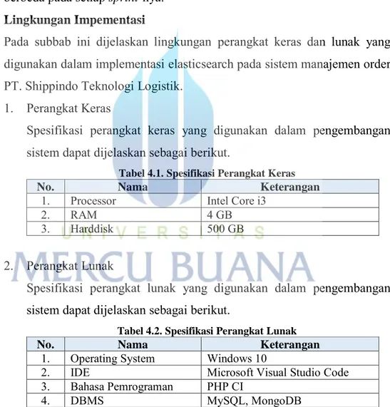 Tabel 4.1. Spesifikasi Perangkat Keras 