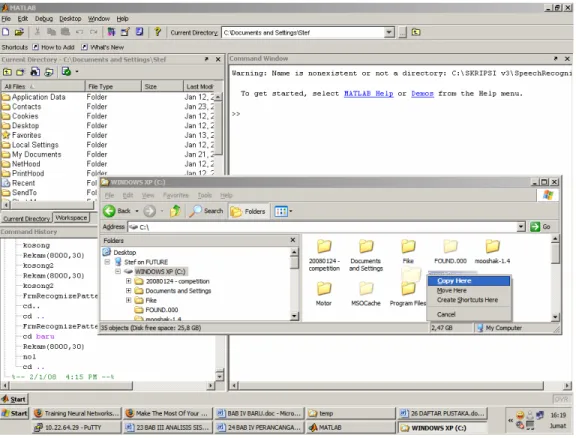 Gambar 4.1 Menyalin folder program aplikasi ke local directory komputer. 