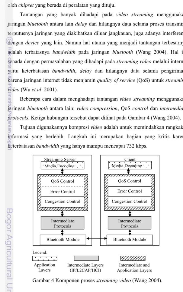 Gambar 4 Komponen proses streaming video (Wang 2004). 