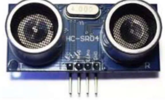 Gambar II.5 Sensor Jarak Ultrasonic HC-SR04    (Sumber : Abdul Kadir ; 2015) 