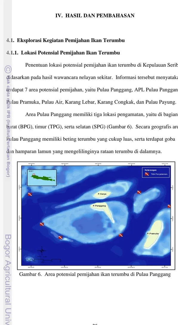 Gambar 6.  Area potensial pemijahan ikan terumbu di Pulau Panggang   