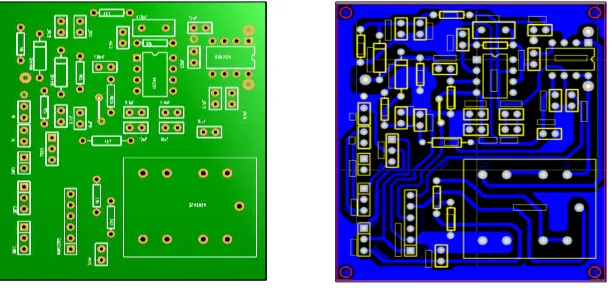 Figure 3. Layout Diagram of PCB based on Schematic Diagram and its Components  Placement; Top Layer (left); Bottom Layer (right) 