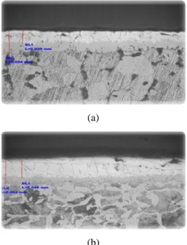 Gambar 1. Penampang permukaan baja lapis  aluminium dengan larutan fluks Y1,a) Baja  AISI 1020, b) Baja AISI 1045 dan c) Baja AISI  1090 dengan waktu celup 4 detik