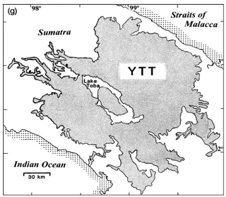 Gambar 2. Peta sebaran tufa toba muda  (Aldiss dan Ghazali, 1984) 
