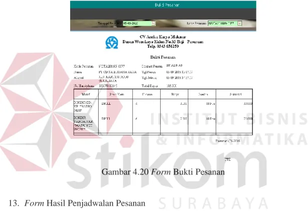 Gambar 4.20 Form Bukti Pesanan 