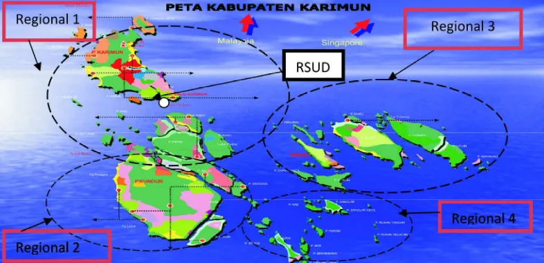 Gambar 3. Regionalisasi Pukesmas PONED dan RS PONEK di Kabupaten Karimun