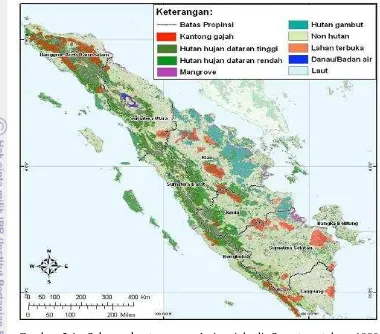 Gambar 2.1. Sebaran kantong populasi gajah di Sumatera tahun 1980 