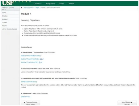 Figure 2 Example module navigation  