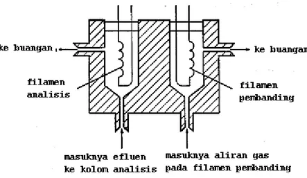 Gambar 16.6. Diagram skematik detektor hantar panas.