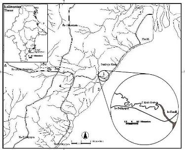 Gambar (Figure) 3. Lokasi kawasan wisata penelitian Sungai Kuala Samboja (Location of research-ecotourism area at  Kuala Samboja river) 