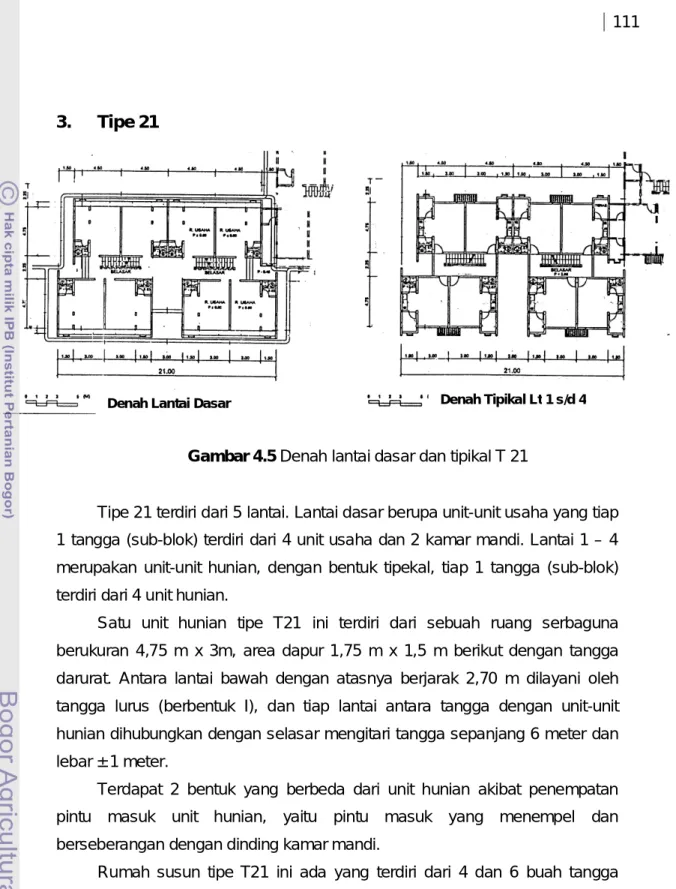 Gambar 4.5 Denah lantai dasar dan tipikal T 21 
