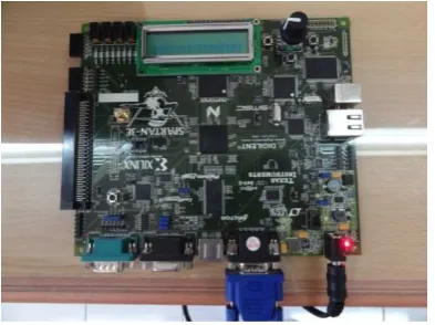 Figure 4. Xilinx Spartan 3E FPGA module is connected to monitor 