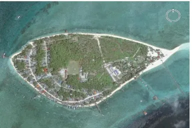 Gambar 1. Citra satelit (dari Google Earth) Pulau Derawan di Kalimantan Timur  