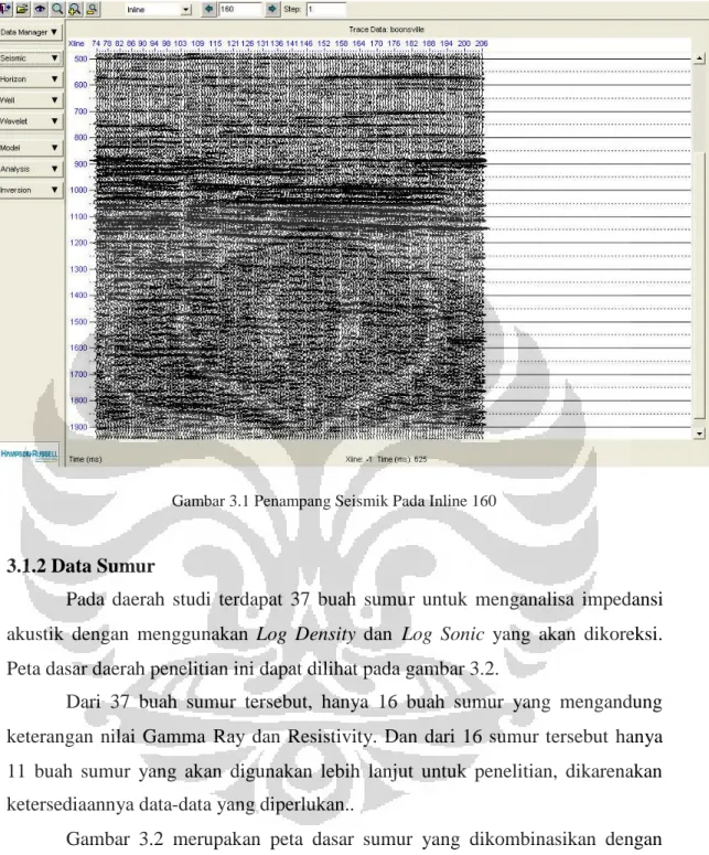 Gambar 3.1 Penampang Seismik Pada Inline 160