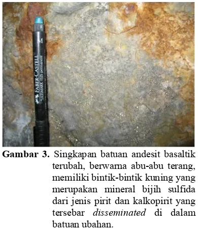 Gambar 3.  Singkapan batuan andesit basaltik 