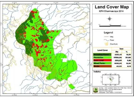 Gambar 2.  Tutupan hutan di KPHP Dharmasraya tahun 2013.Figure 2. Forest cover in FMU Dharmasraya in 2013.