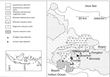 Figure 1. Regional geology of West Java, including selected associated epithermal deposits                 (Warmada and Lehmann, 2003)