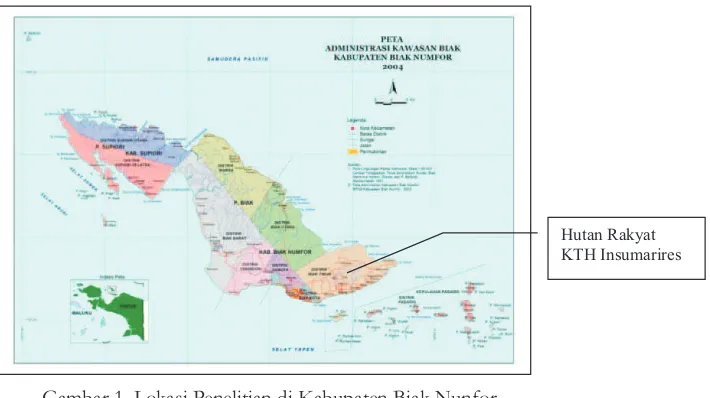 Gambar 1. Lokasi Penelitian di Kabupaten Biak NunforFigure 1.  The location of  Research in Biak Nunfor Regency
