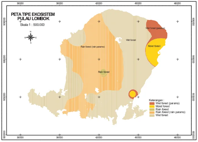 Gambar 2. Tipe ekosistem di Pulau LombokFigure 2. Ecosystem type in Lombok Island