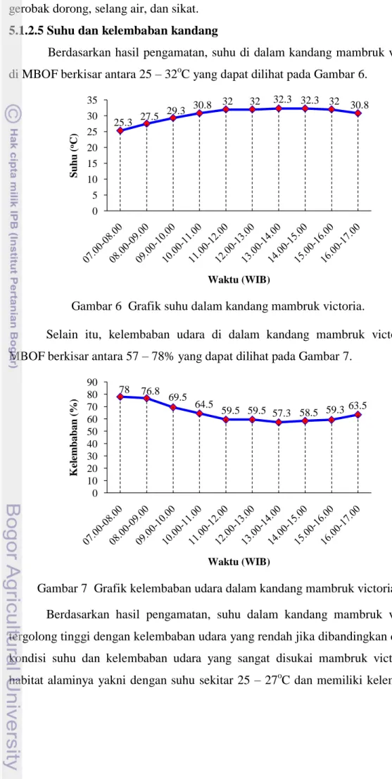 Gambar 6  Grafik suhu dalam kandang mambruk victoria. 
