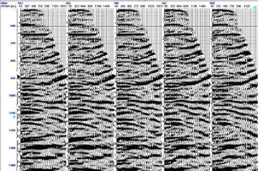 Gambar 4.15 Data seismic CDP gather yang telah dilakukan supergather  pada crossline 504-508