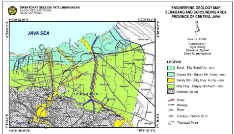 Figure 2. Engineering geological map of Semarang City (Tobing et.al,  2001)