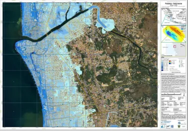 Gambar 1.  Potensi bahaya tsunami untuk sebagian daerah urban Kota Padang (Franzius Institute, 2010)