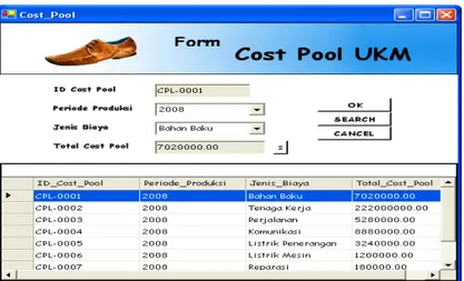 Gambar 4.20 Form Perhitungan Cost Pool 