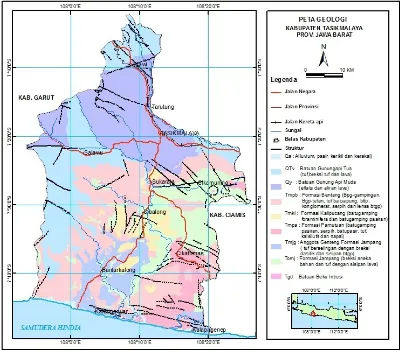 Gambar 2. Peta geologi Tasikmalaya (Alzwar dkk., 1992; Supriatna dkk., 1992 