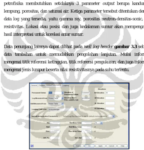 Gambar 3. 3 Info Well Log Header 