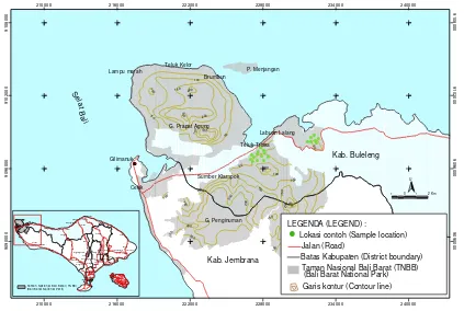 Gambar 2. Lokasi penelitian di Taman Nasional Bali Barat (TNBB) 