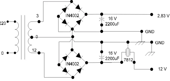 Gambar 5. Rangkaian relai  8 pin sebagai pembalik  polaritas tegangan  