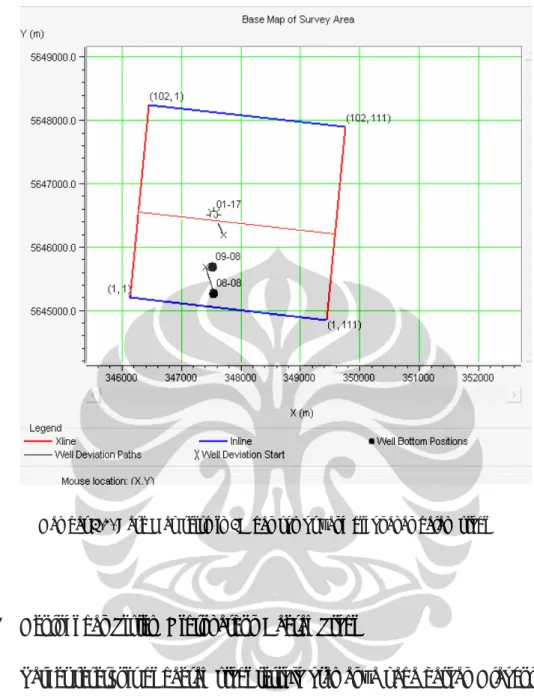 Gambar 3.2. Base Map seismik 3D dan sumur yang digunakan dalam studi
