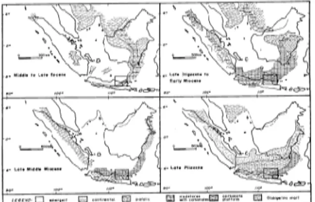 Gambar 1 Evolusi paleogeografik dari daerah barat  Jawa 