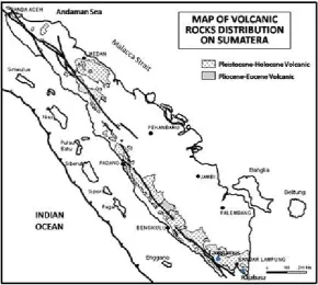 Figure 2. Tectonic map of the Sumatera and surrounding area showing micro continent components as the main components of the Sundaland Block (after Pulunggono & Cameron, 1984 and Metcalfe, 1998) 