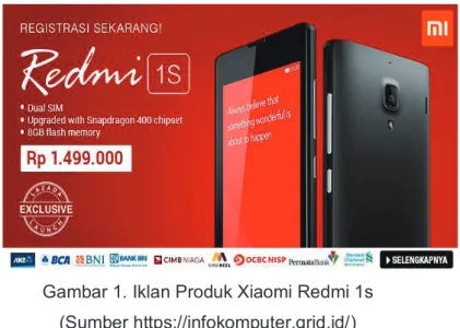 Gambar 1. Iklan Produk Xiaomi Redmi 1s  (Sumber https://infokomputer.grid.id/) 