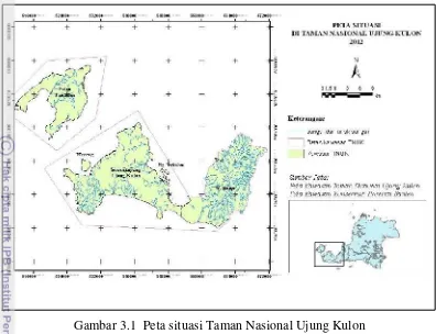 Gambar 3.1  Peta situasi Taman Nasional Ujung Kulon 