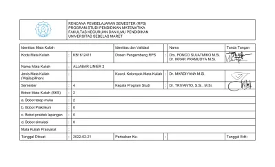 Identitas Mata Kuliah Identitas Dan Validasi Nama Tanda Tangan