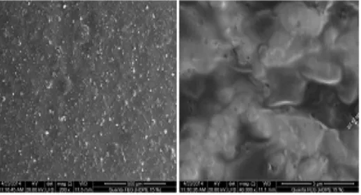 Figure 2. SEM images for HDPE 6% sample at (200x & 40000x) magnifications  
