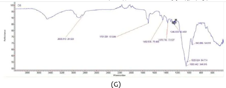 Fig. 2: FTIR spectra of Docetaxel trihydrate (A), Docetaxel trihydrate + Pluronic® F127 (B) and Docetaxel trihydrate + Pluronic® F68 (C), Docetaxel trihydrate+ HPMC K4M (D), Docetaxel trihydrate + Carbopol 934P (E), Docetaxel trihydrate + Methyl Cellulose (F), Docetaxel trihydrate + HPMC E-50 (G) 