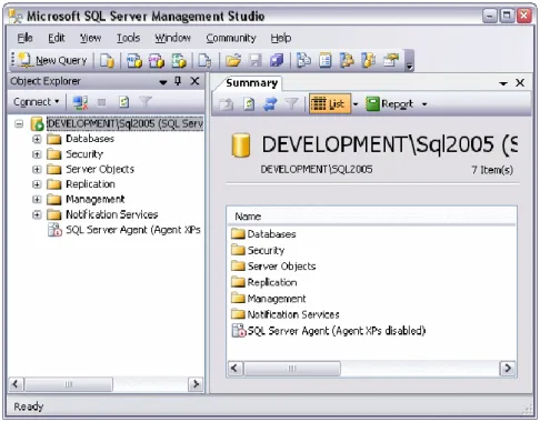 Gambar II.10. Microsoft SQL Server Management Studio  Sumber : William R. Stanek (2009 : 16) 