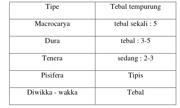 Tabel 2.1 : Varietas kelapa sawit berdasarkan tebal tempurung 