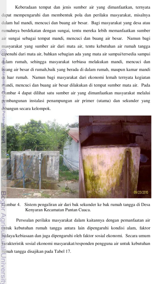 Gambar 4.   Sistem pengaliran air dari bak sekunder ke bak rumah tangga di Desa  Kenyaran Kecamatan Pantan Cuaca