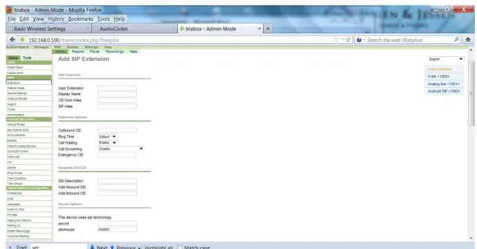 Tabel 4.1 User Extension 