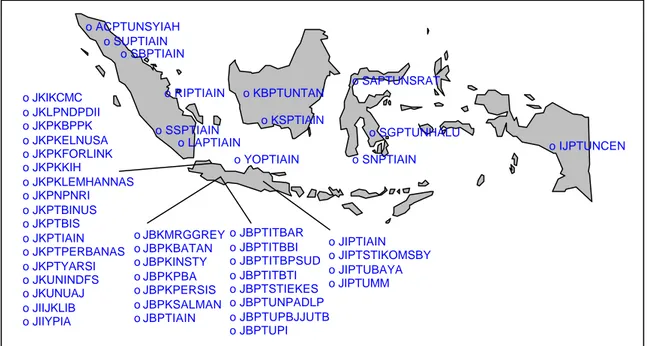 Gambar 2. Peta distribusi partner (Institusi) IndonesiaDLN 