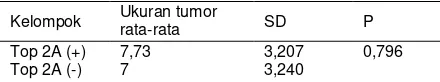 Tabel 1. Karakteristik usia, histopatologi, status reseptor hormon dan Top 2A pada karsinoma payudara HER-2 positif  