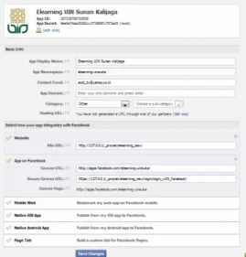 Gambar 5. Wall Post Registrasi Aplikasi Facebook